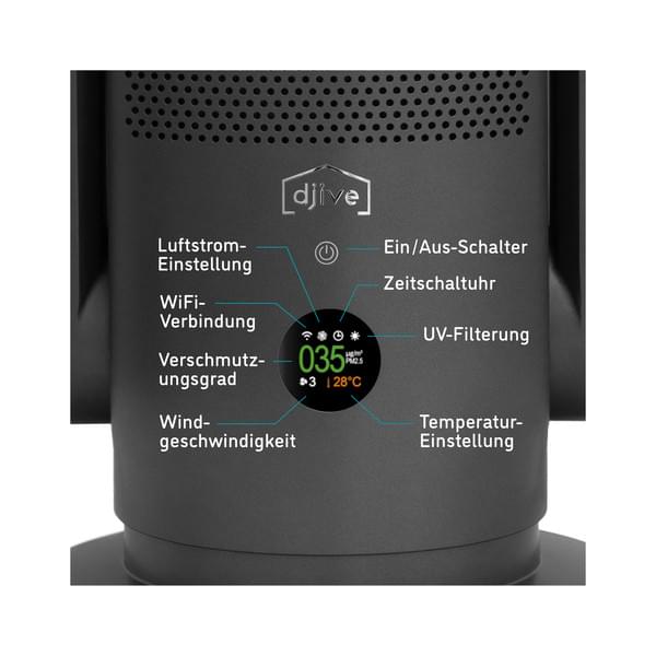 djive Flowmate Arc Heater 3 in1 Luftreiniger Heizlüfter & Ventilator für Räume bis 25 m²  DJ50017