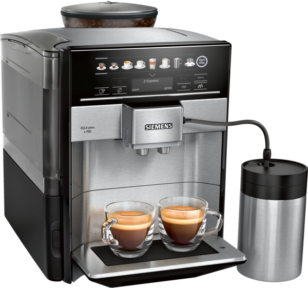 Siemens EQ.6 plus s700 TE657M03DE - Automatische Kaffeemaschine mit Cappuccinatore - 19 bar - Edelstahl/Schwarz