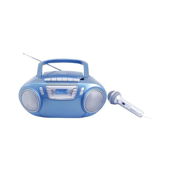 Soundmaster SCD5800BL tragbares CD-Kassetten-Radio mit Mikrofon, USB, MP3-Wiedergabe & Lichteffekten
