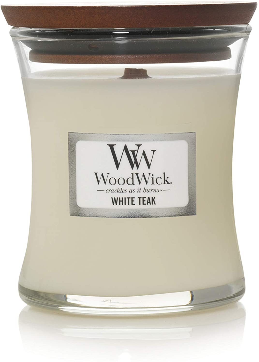 Woodwick Duftkerze Mini Hourglass White TEAK